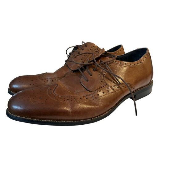 Stacy Adams Brown Leather Dunbar Wingtip Oxford Cognac Dress Shoes Size 13 main image 6